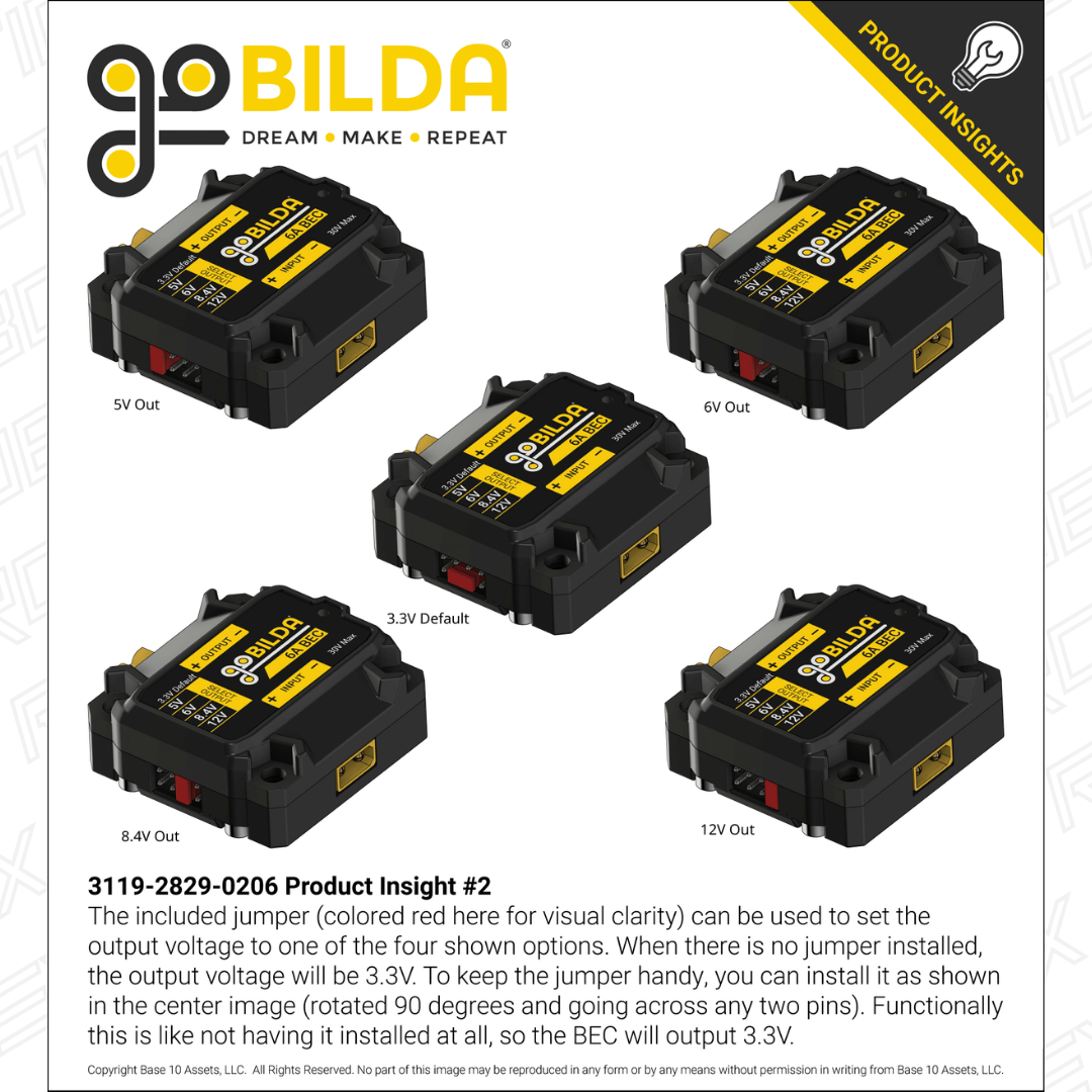 6A BEC / Voltage Regulator (5-30V Input, 3.3V, 5V, 6V, 8.4V, 12V Output, XT30 Connectors)
