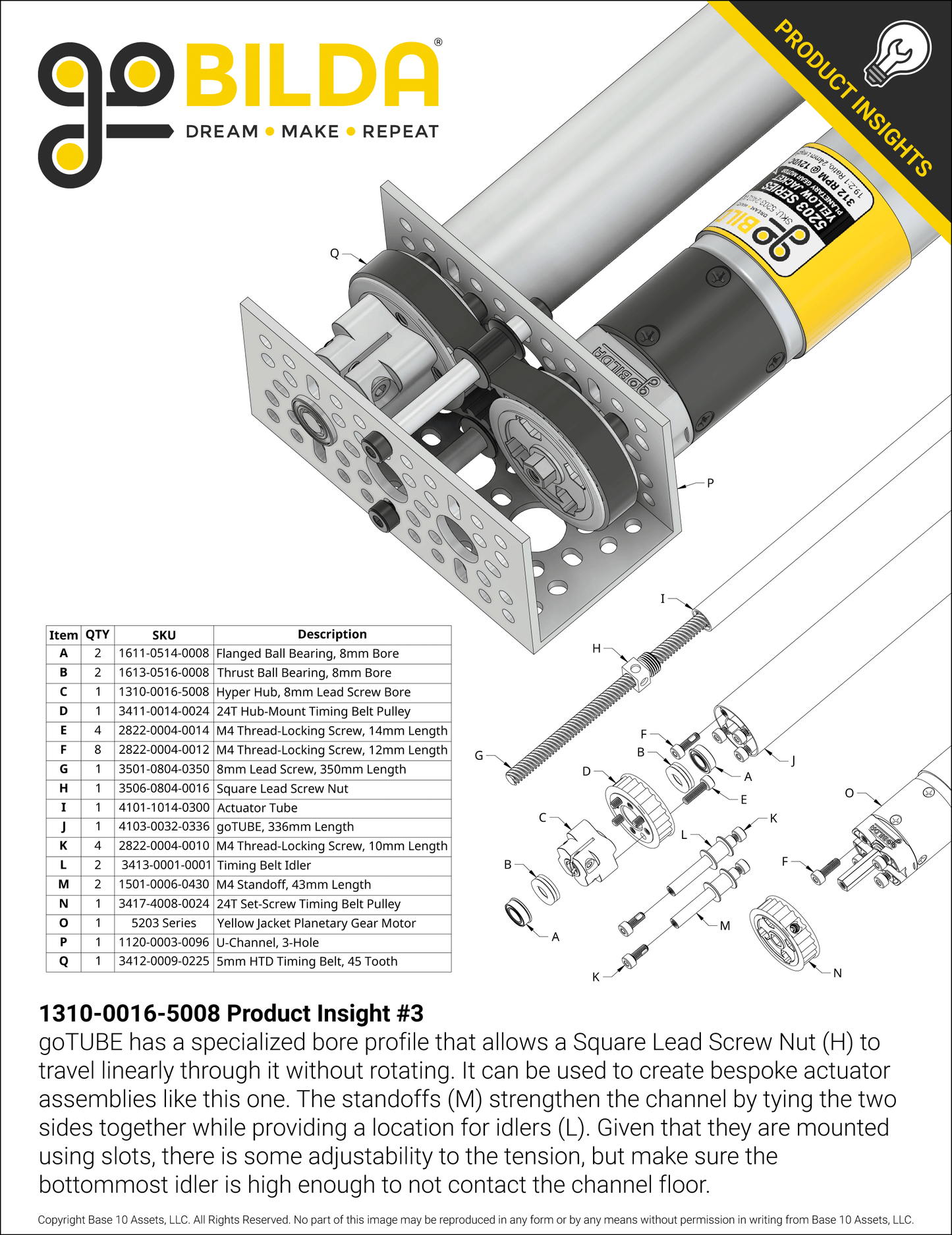 1310 Series Hyper Hub (4 Start, 8mm Lead Screw Bore)