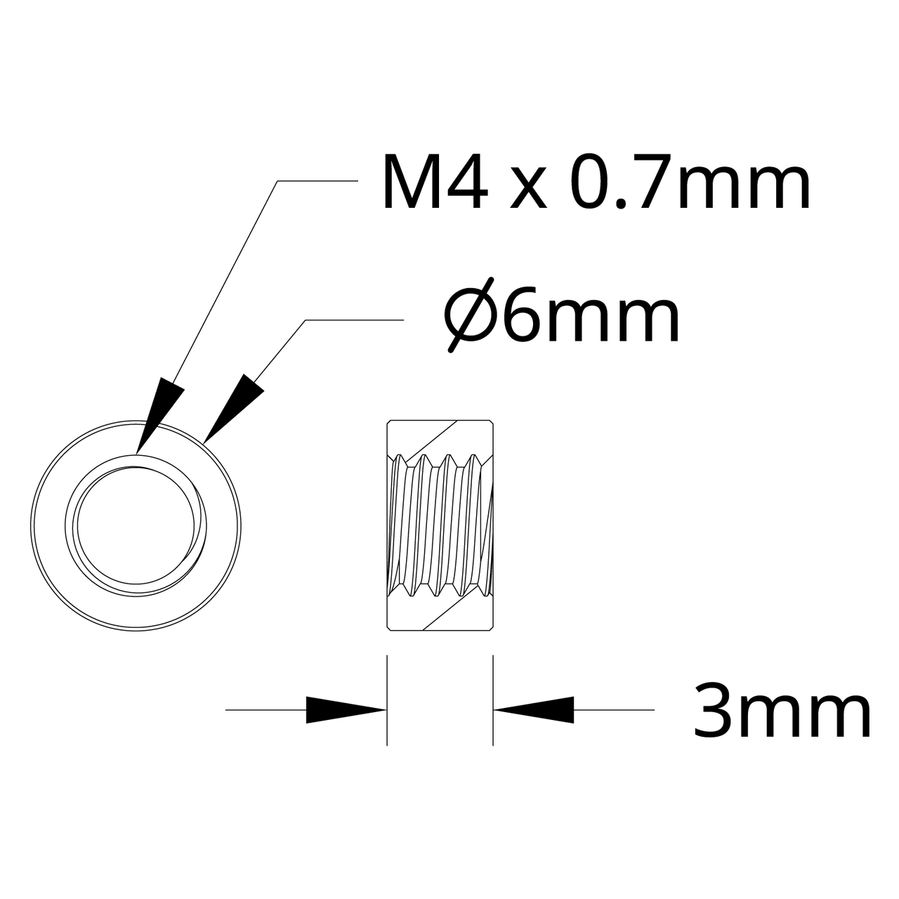 6mm OD Round M4 Standoffs - 4 Pack