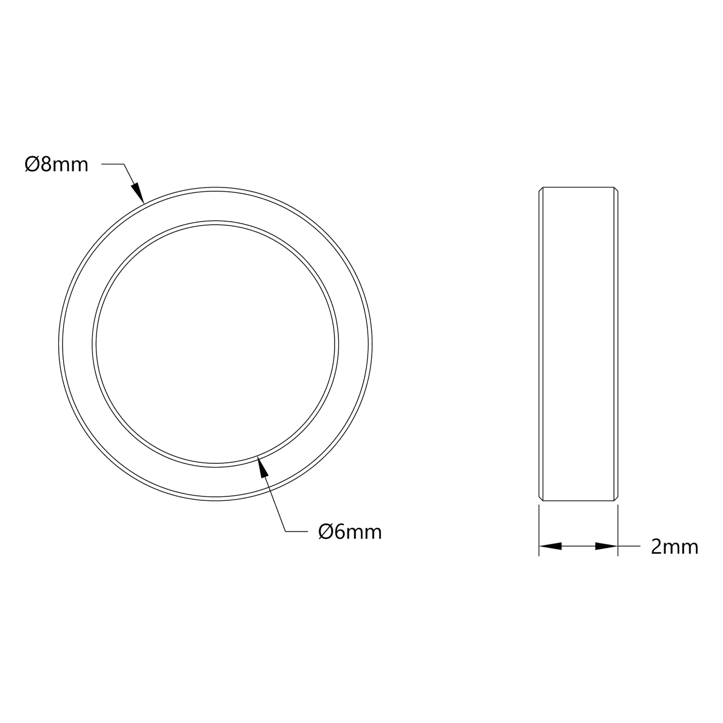 1521 Series 6mm ID Spacer (8mm OD) - 4 Pack