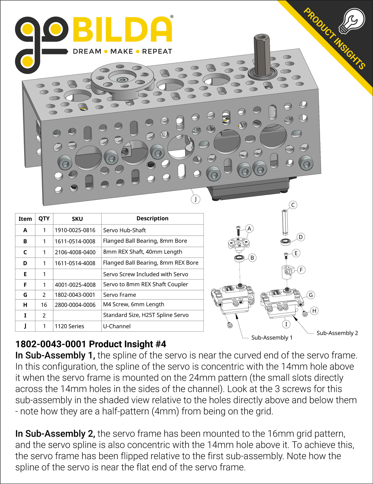 1802 Series Servo Frame (43mm Width, for Standard Size Servos)