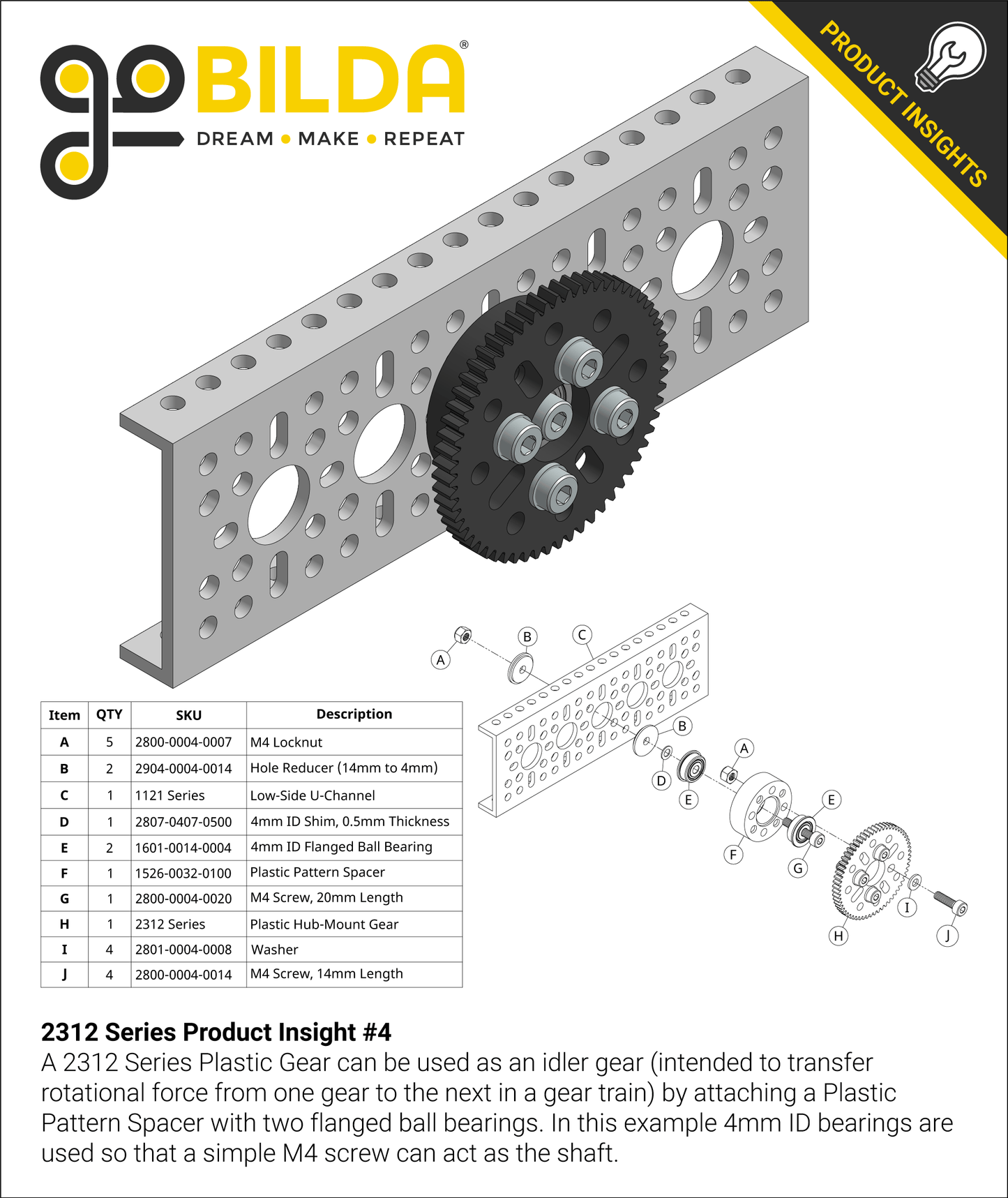 14mm Bore Hub-Mount Gear (MOD 0.8, 4mm Thick Acetal)