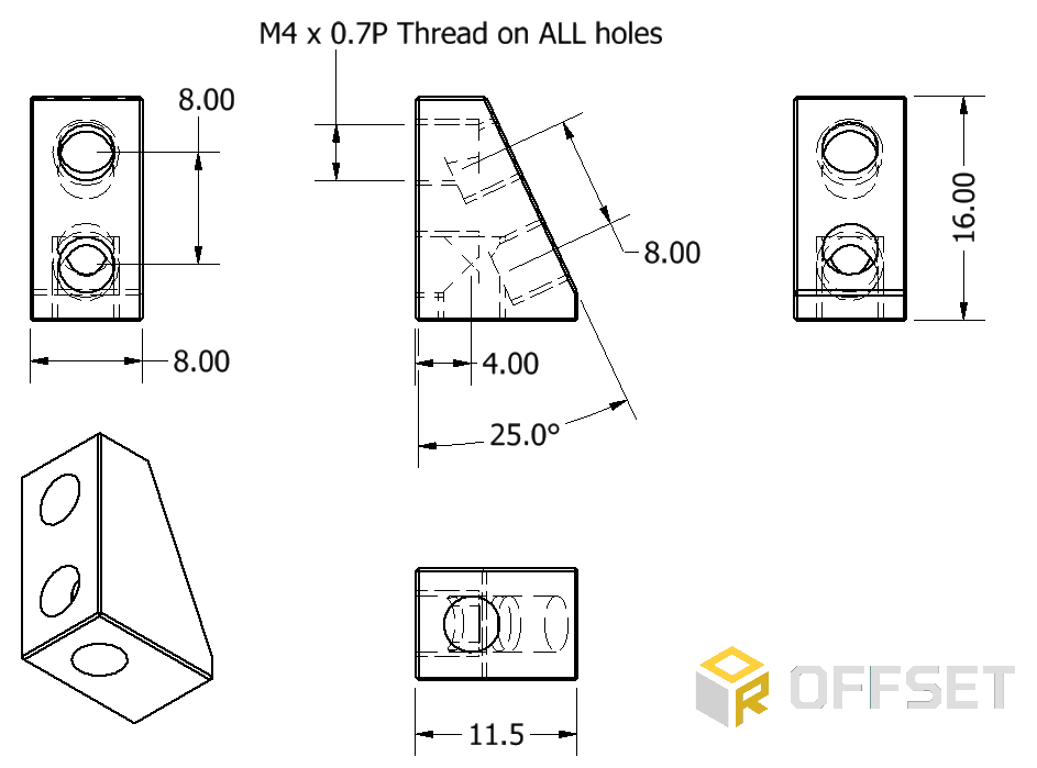 Offset Angled Mounting Block Bundle (56 pack)