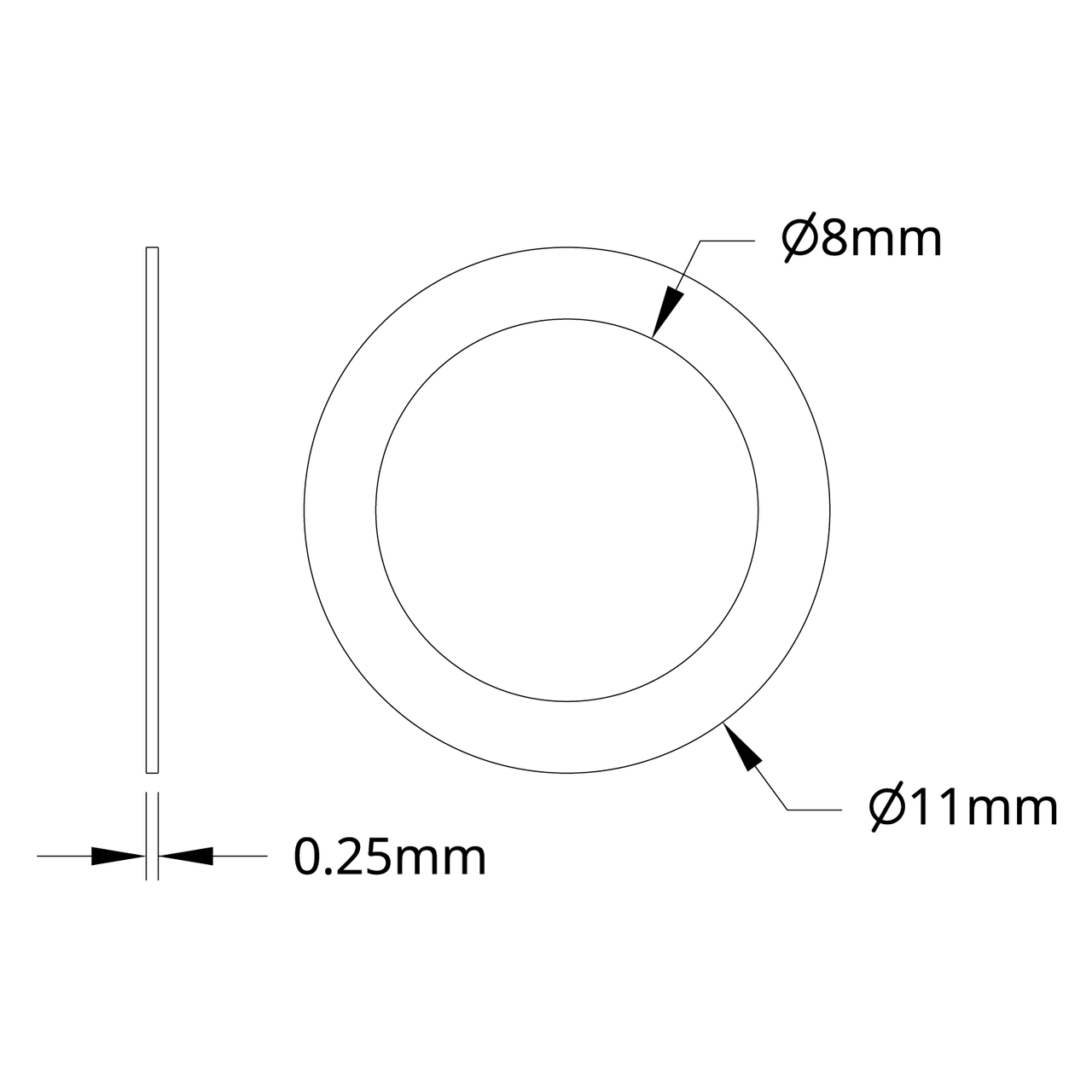 2807 Series Stainless Steel Shim (8mm ID x 11mm OD) - 12 Pack