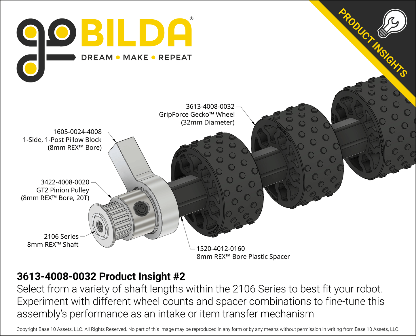 GripForce Gecko™ Wheel (8mm REX™ Bore, 32mm Diameter)