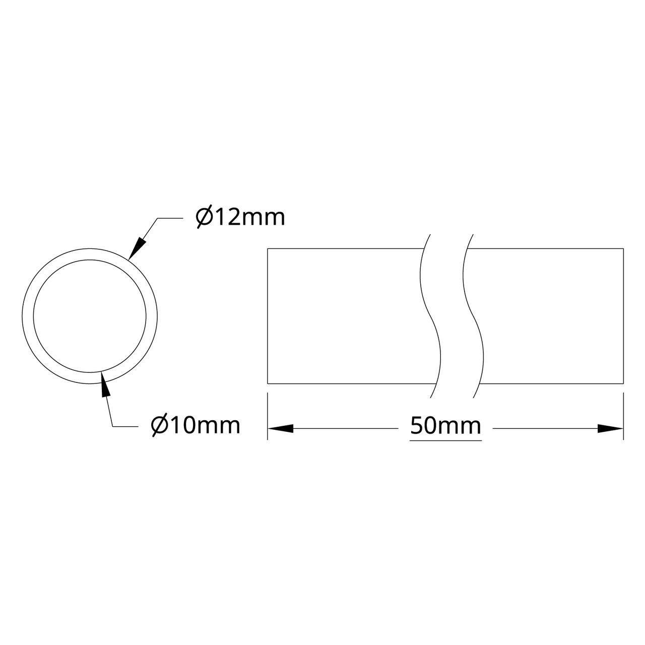 4100 Series Aluminum Tube (10mm ID x 12mm OD)