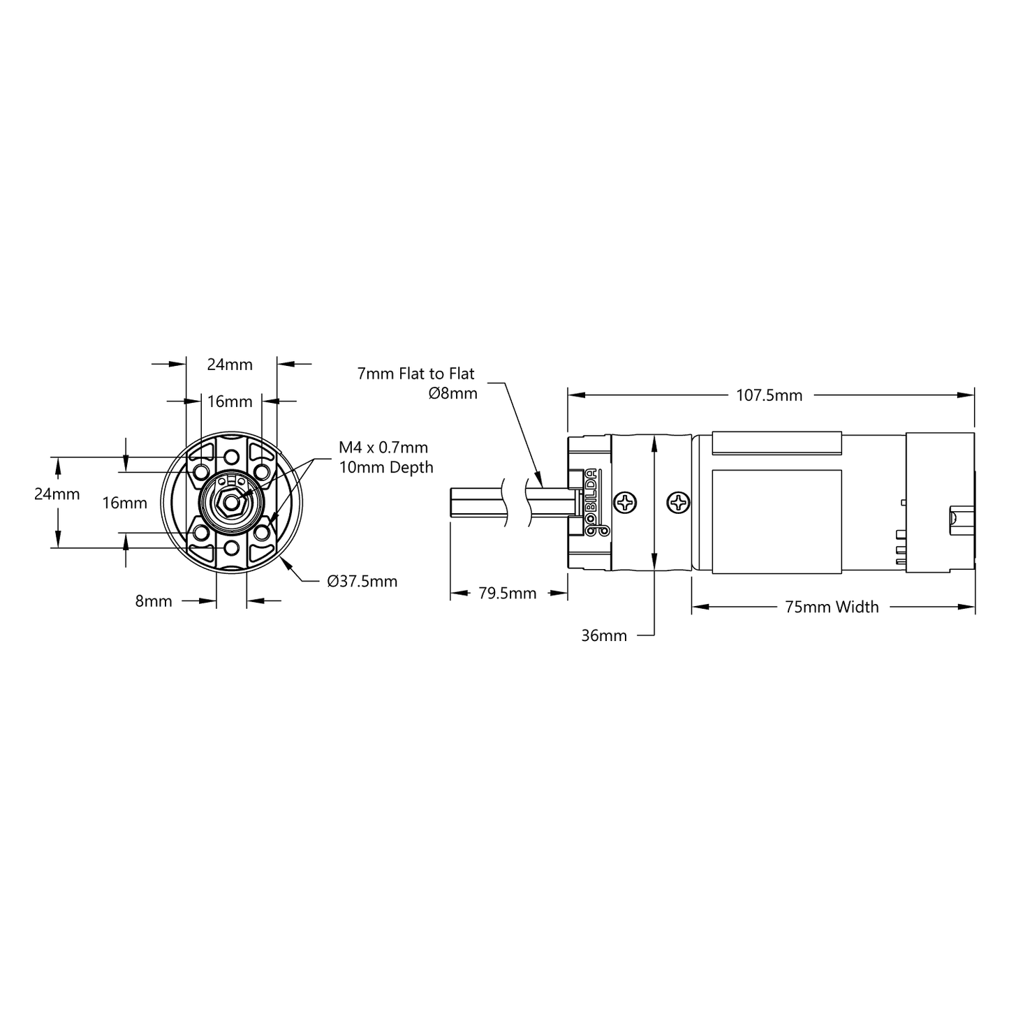 5204 Series Yellow Jacket Planetary Gear Motor (3.7:1 Ratio, 80mm Length 8mm REX® Shaft, 1620 RPM, 3.3 - 5V Encoder)