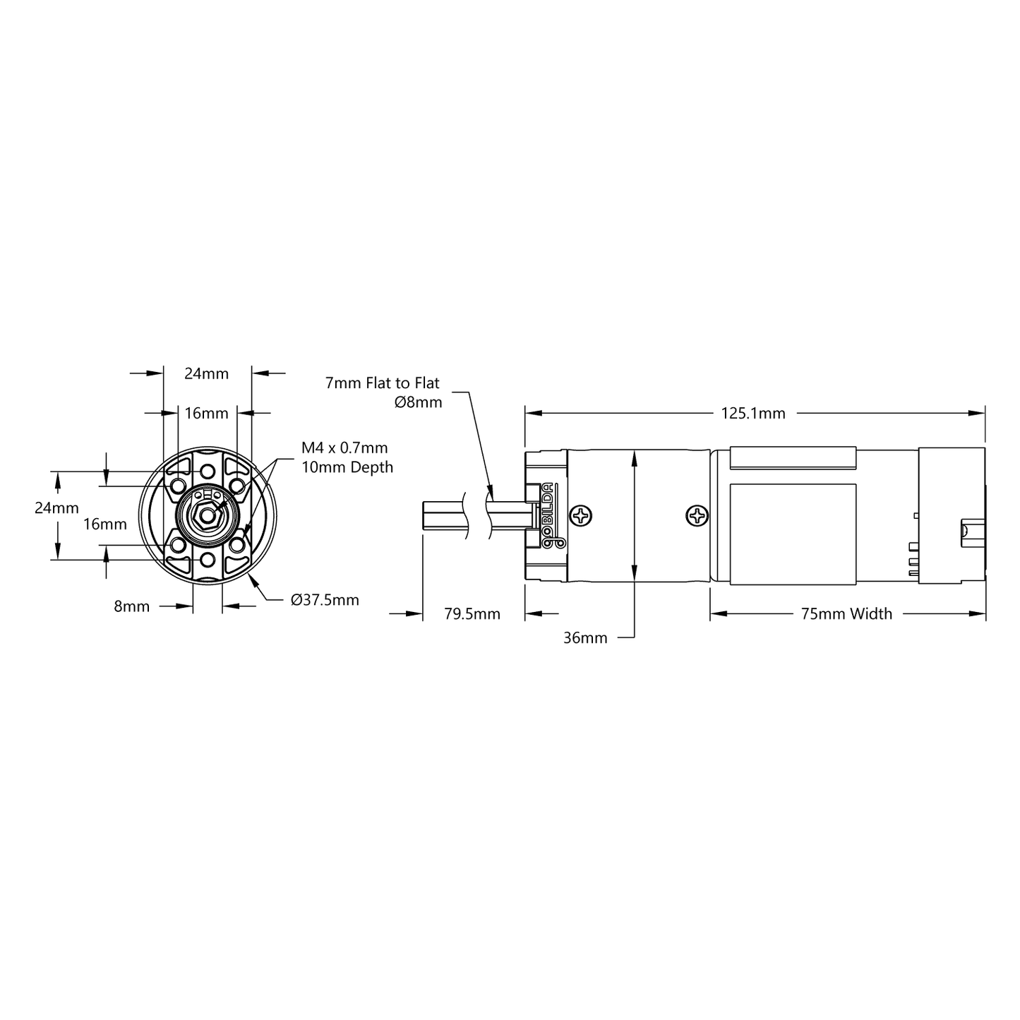 5204 Series Yellow Jacket Planetary Gear Motor (99.5:1 Ratio, 80mm Length 8mm REX® Shaft, 60 RPM, 3.3 - 5V Encoder)