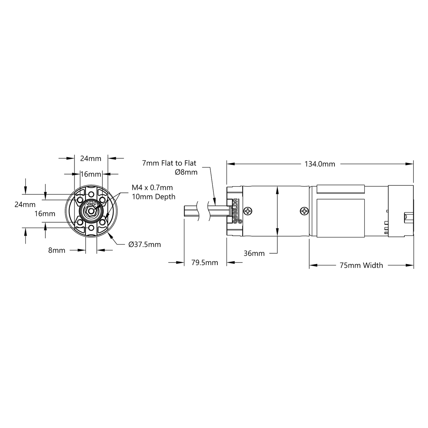 5204 Series Yellow Jacket Planetary Gear Motor (188:1 Ratio, 80mm Length 8mm REX® Shaft, 30 RPM, 3.3 - 5V Encoder)