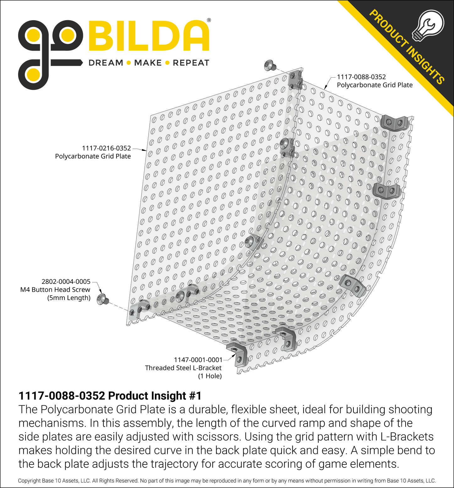 Clear Polycarbonate Grid Plate (1.5mm Thickness, 11 x 44 Hole, 88 x 352mm)