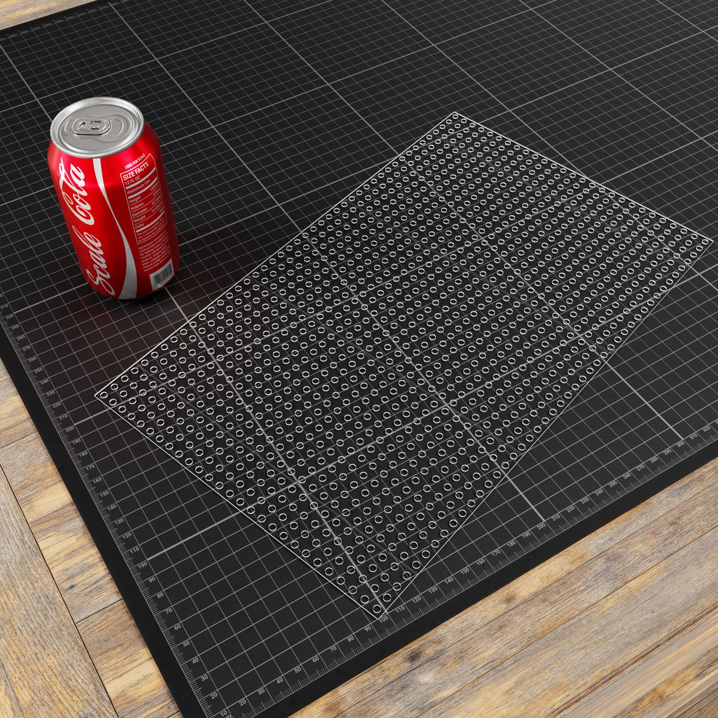 Clear Polycarbonate Grid Plate (1.5mm Thickness, 27 x 44 Hole, 216 x 352mm)