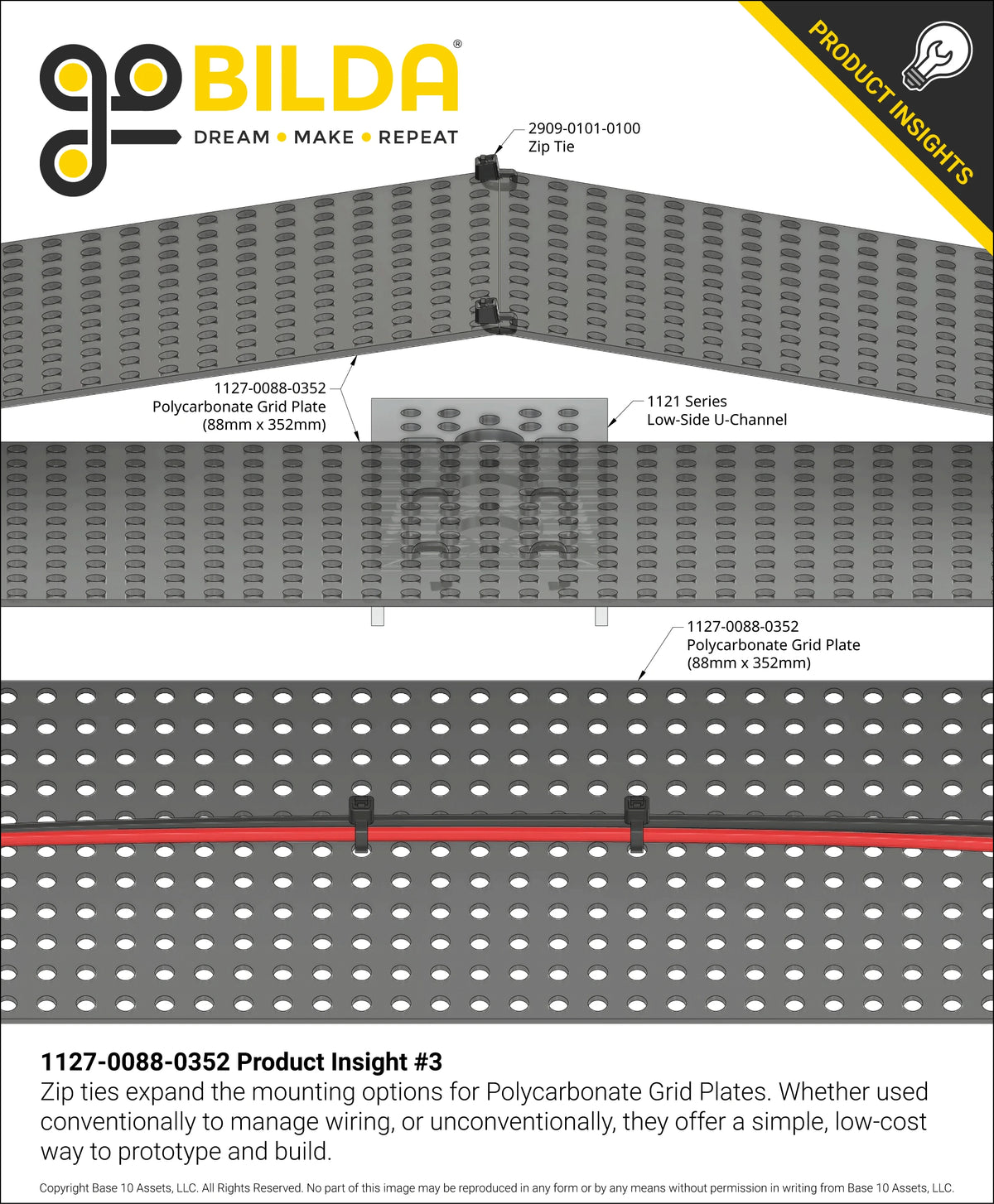Transparent Black Polycarbonate Grid Plate (1.5mm Thickness, 11 x 44 Hole, 88 x 352mm)