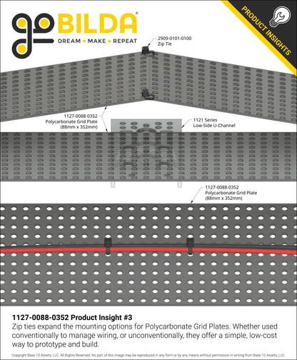 Transparent Black Polycarbonate Grid Plate (1.5mm Thickness, 11 x 44 Hole, 88 x 352mm)