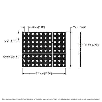Transparent Black Polycarbonate Grid Plate (1.5mm Thickness, 11 x 44 Hole, 88 x 352mm)