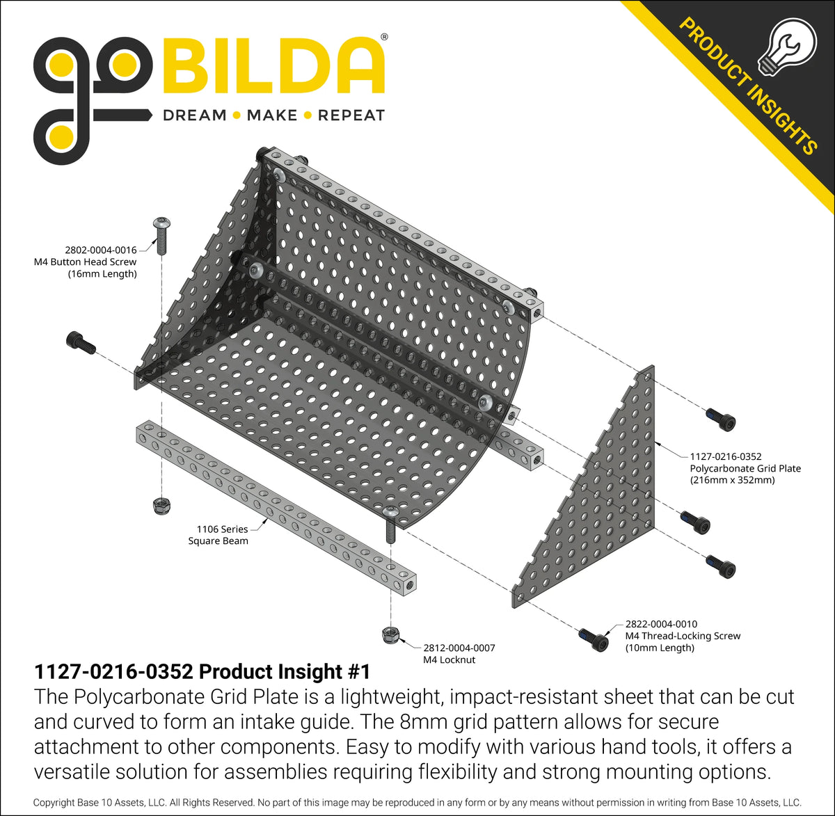 Transparent Black Polycarbonate Grid Plate (1.5mm Thickness, 27 x 44 Hole, 216 x 352mm)