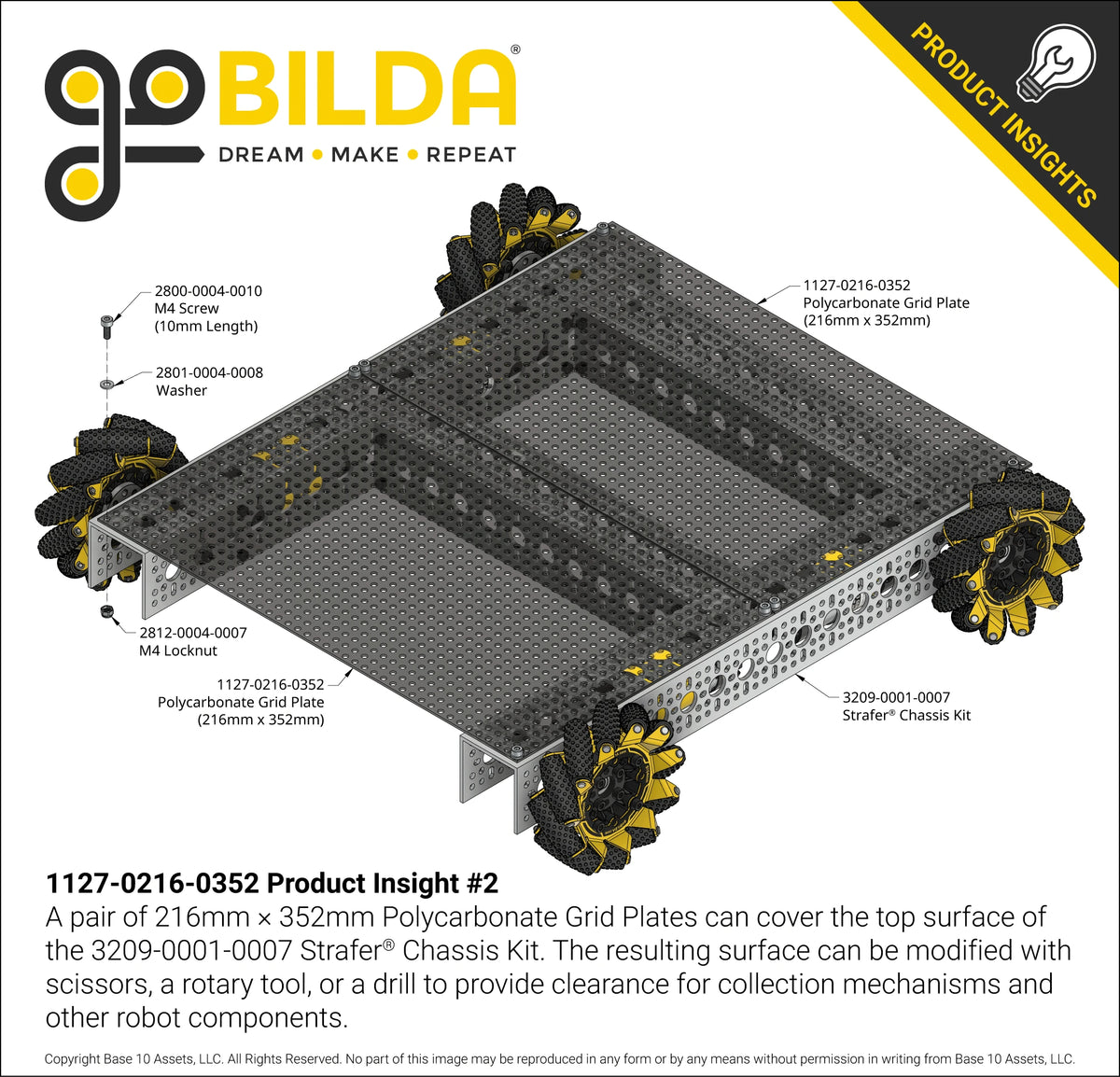 Transparent Black Polycarbonate Grid Plate (1.5mm Thickness, 27 x 44 Hole, 216 x 352mm)