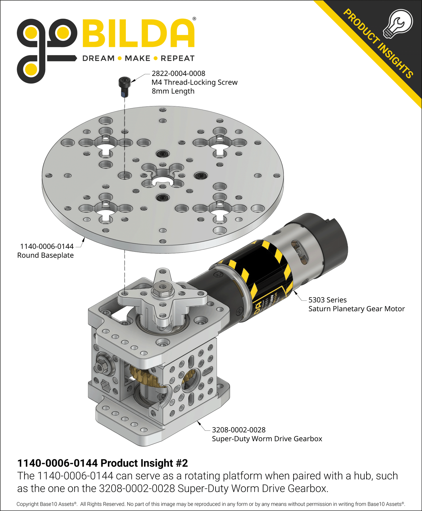 1140 Series Aluminum Baseplate (6mm Thickness, 144mm Diameter)