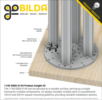 1140 Series Aluminum Baseplate (6mm Thickness, 144mm Diameter)