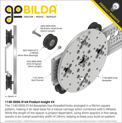 1140 Series Aluminum Baseplate (6mm Thickness, 144mm Diameter)