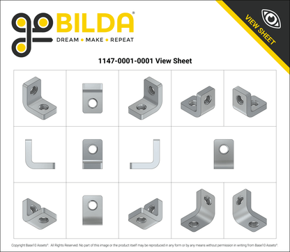 Threaded Steel L-Bracket (1 Hole) - 12 Pack