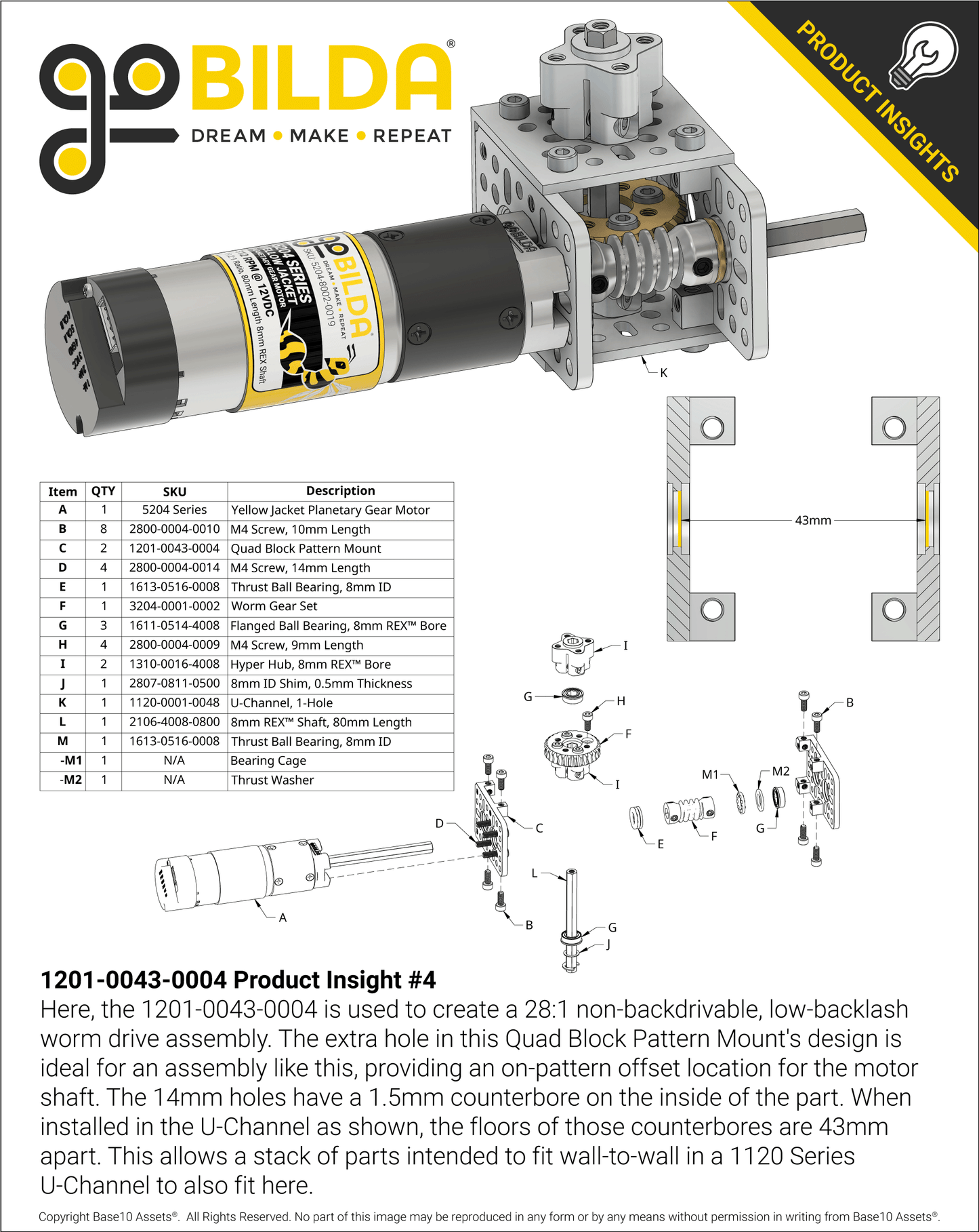 1201 Series Quad Block Pattern Mount (43-4)