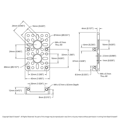 1201 Series Quad Block Pattern Mount (43-4)