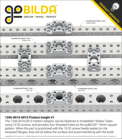 Thru-Hole AndyMark Robits to Threaded goBILDA® Pattern Adaptor