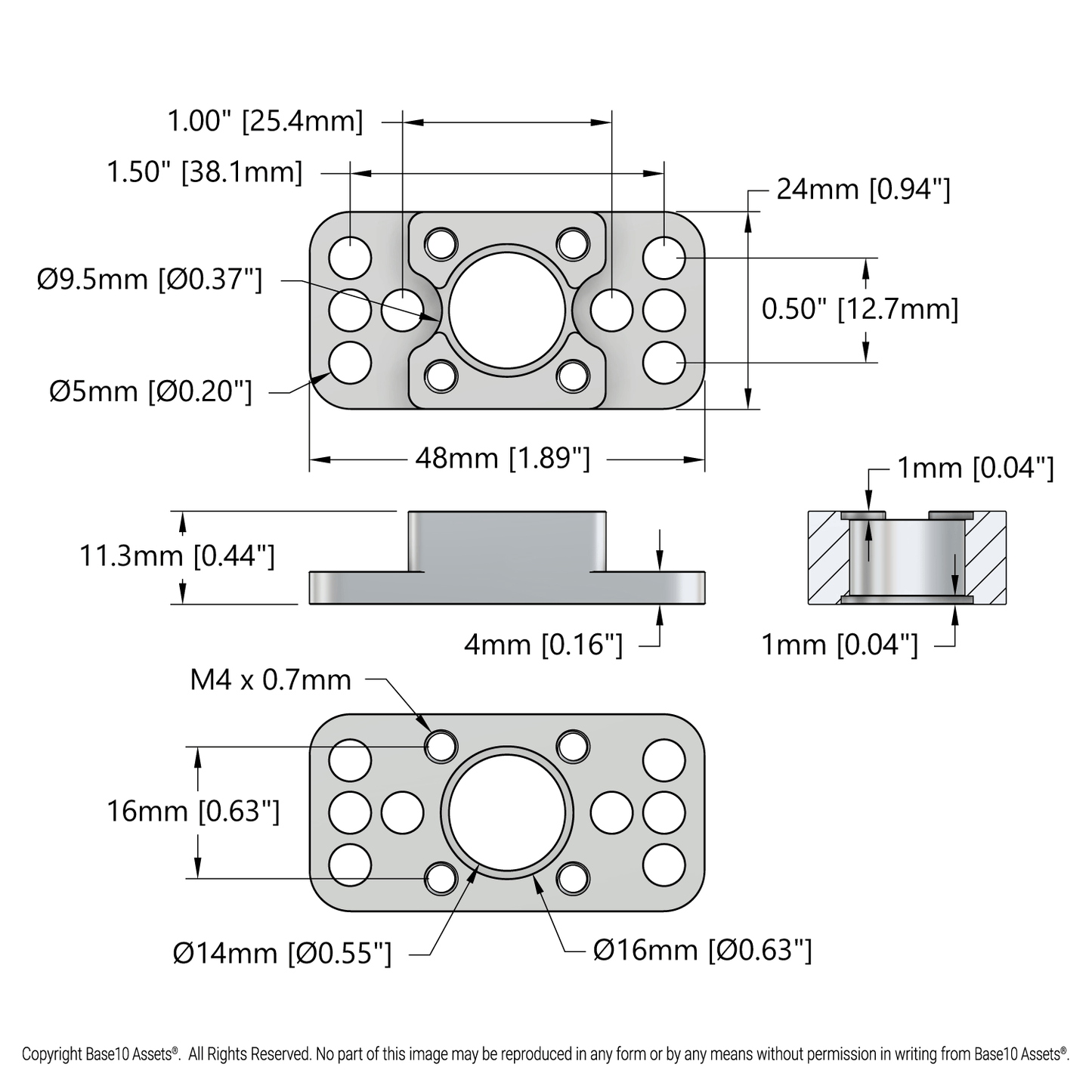 Thru-Hole AndyMark Robits to Threaded goBILDA® Pattern Adaptor