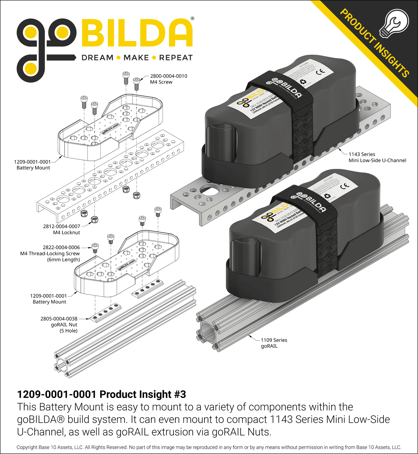 Battery Mount for 12V NiMH Nested Battery
