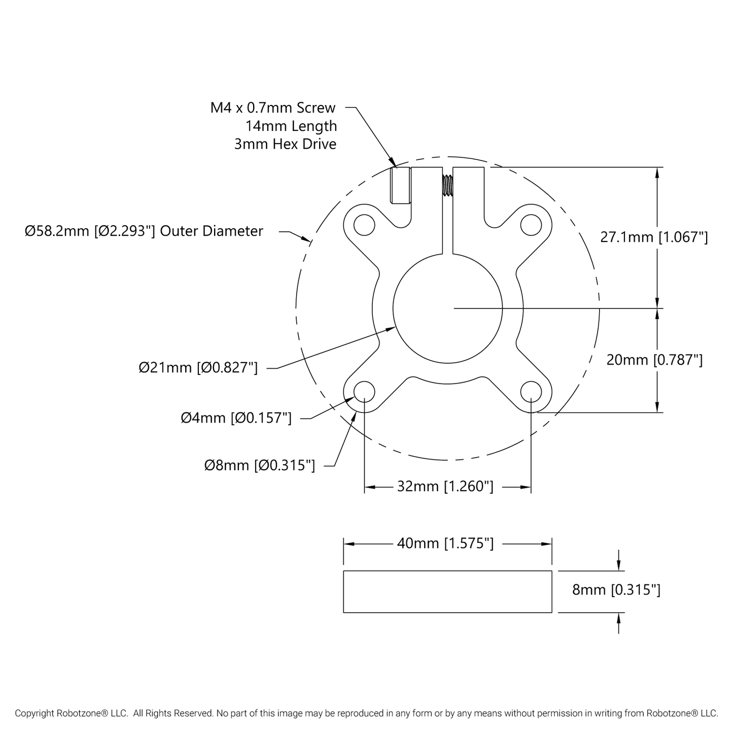 1305 Series Thru-Hole Clamping Hub