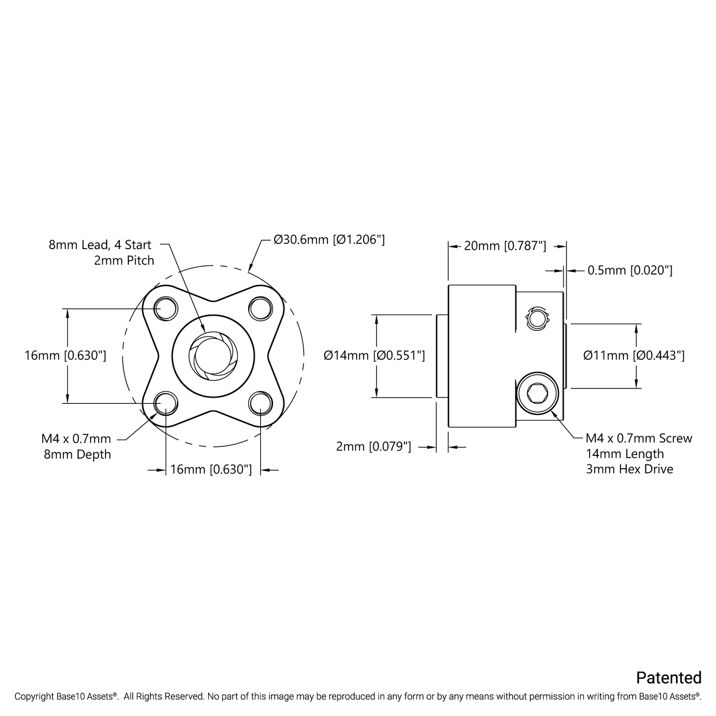 1310 Series Hyper Hub (4 Start, 8mm Lead Screw Bore)