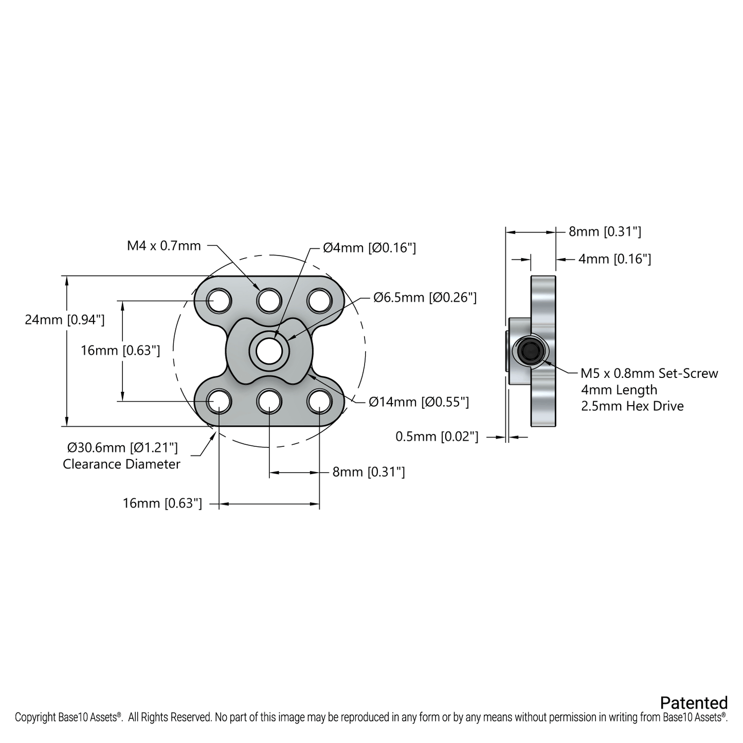 1314 Series Steel Set-Screw Hub (4mm Bore)
