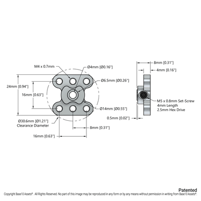 1314 Series Steel Set-Screw Hub (4mm Bore)