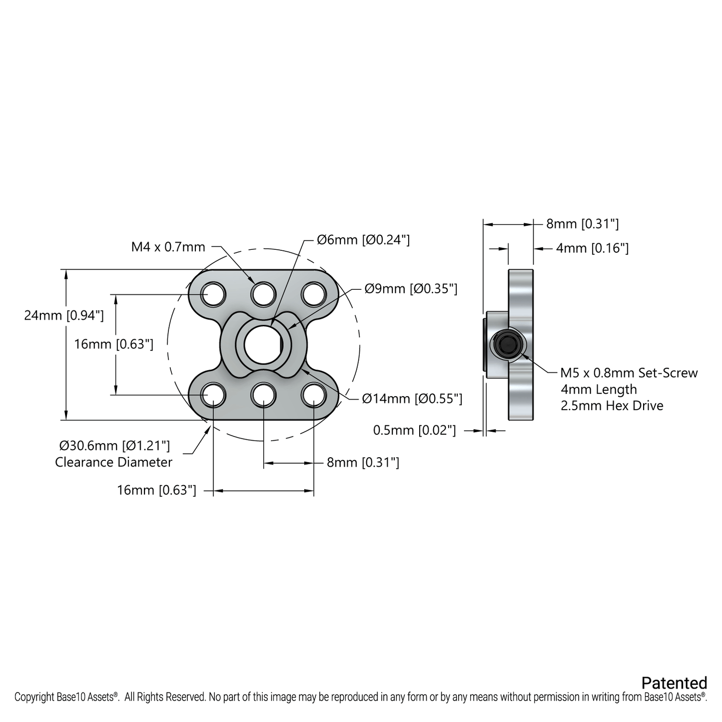1314 Series Steel Set-Screw Hub (6mm Bore)