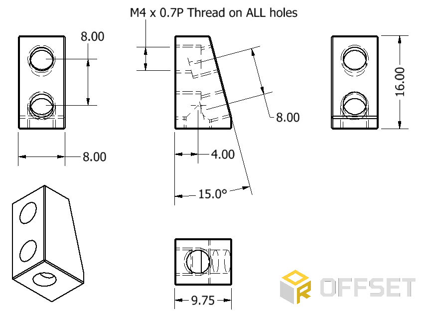 Offset Angled Mounting Block Bundle (56 pack)