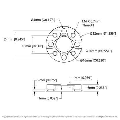 1505 Series 32mm OD Counterbored Pattern Spacer