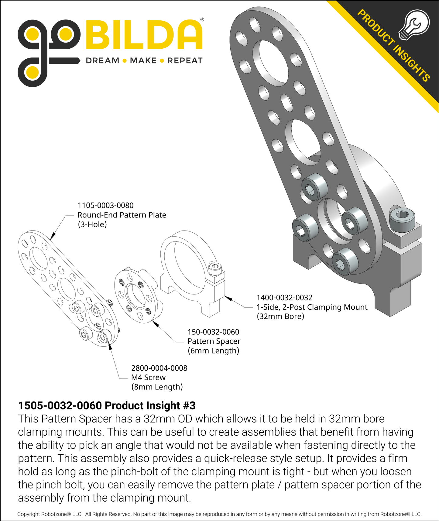 1505 Series 32mm OD Counterbored Pattern Spacer