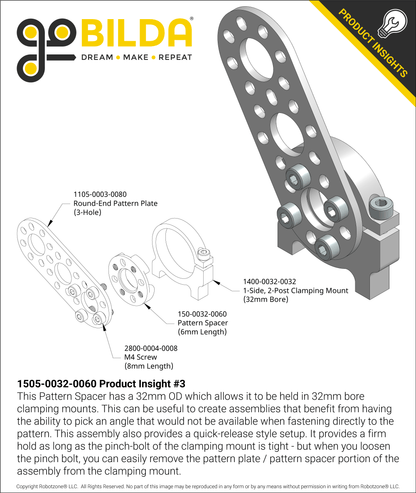 1505 Series 32mm OD Counterbored Pattern Spacer