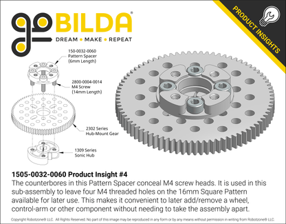 1505 Series 32mm OD Counterbored Pattern Spacer