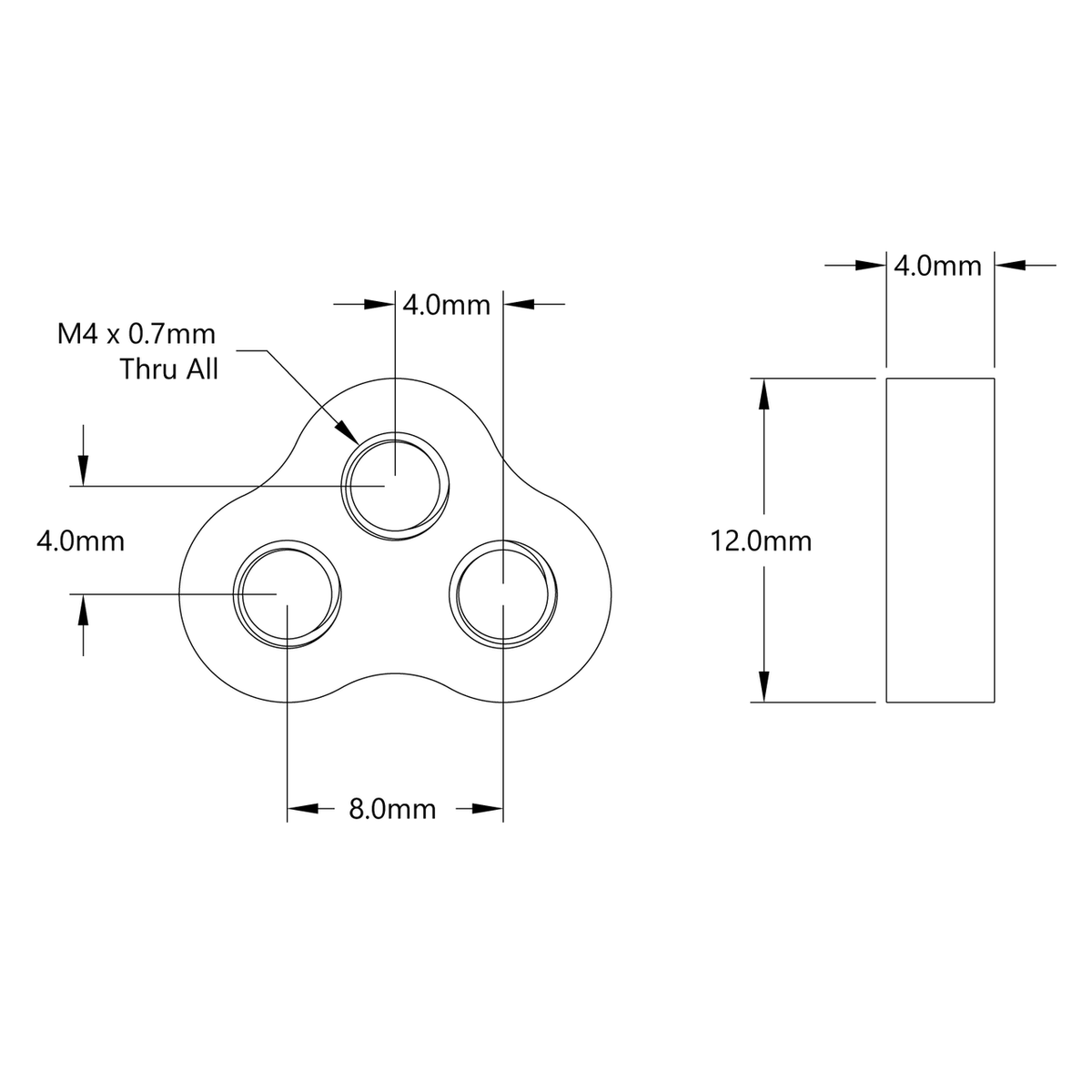 Offset Standoff 1513 Series Offset Standoff (4mm Length) - 4 Pack – PLEX Robotics