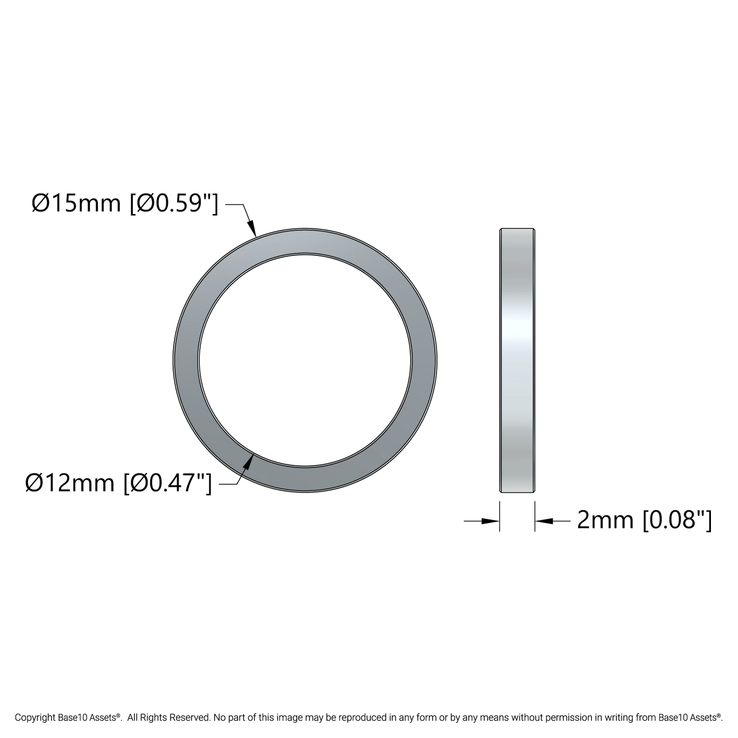 12mm ID Steel Spacer (15mm OD) - 4 Pack