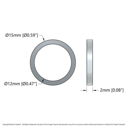 12mm ID Steel Spacer (15mm OD) - 4 Pack
