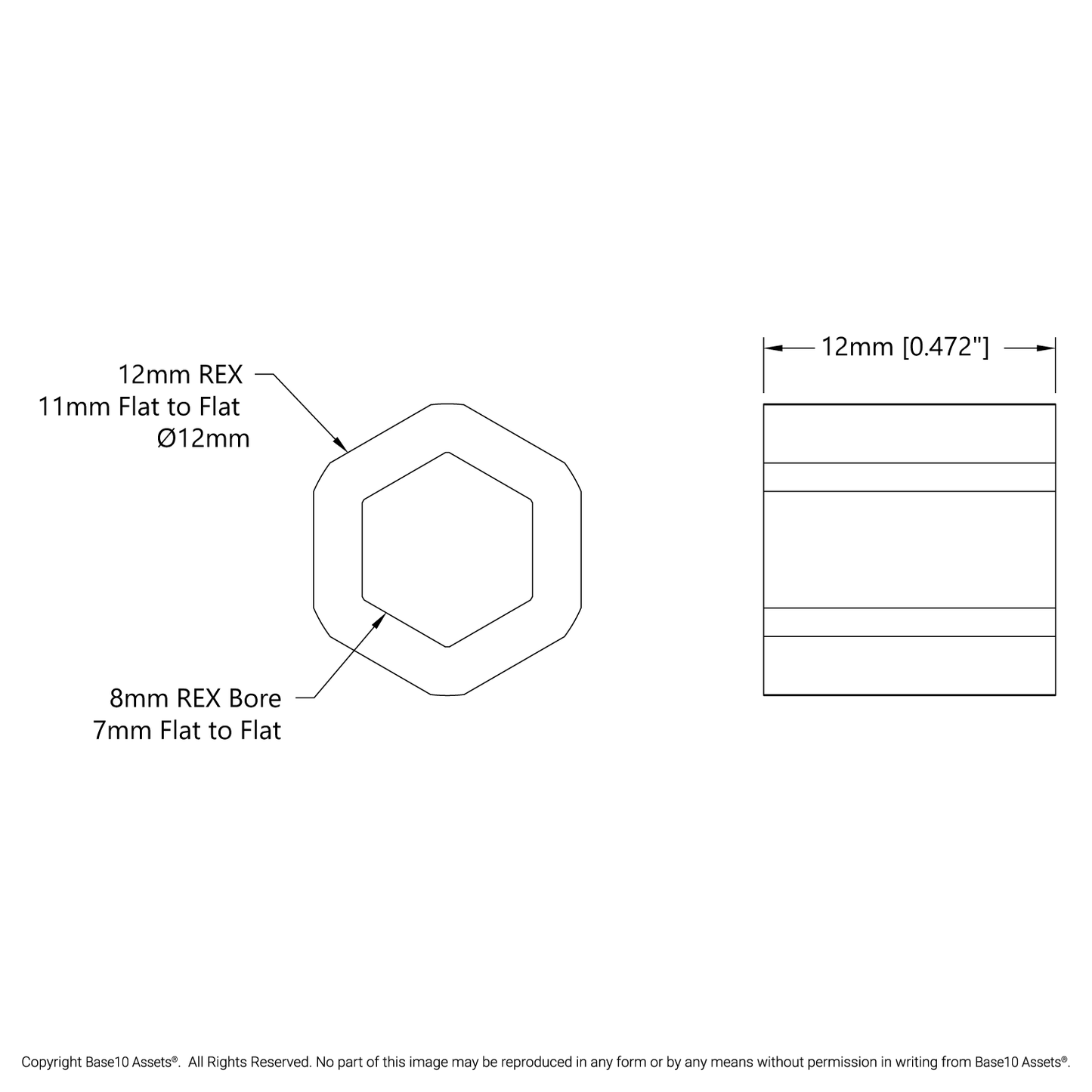 8mm REX Plastic Spacer (12mm REX OD) - 12 Pack