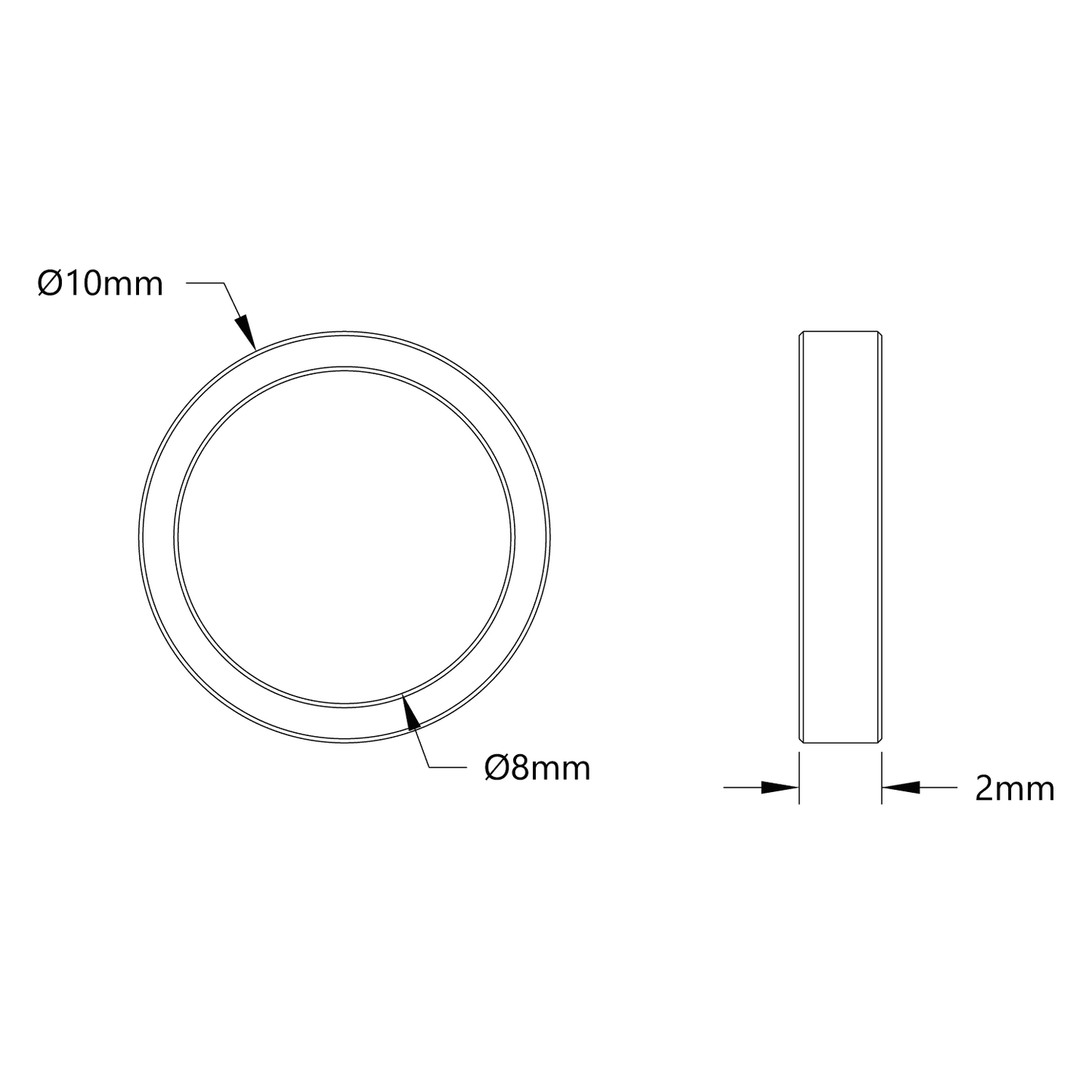 1522 Series 8mm ID Spacer (10mm OD) - 4 Pack