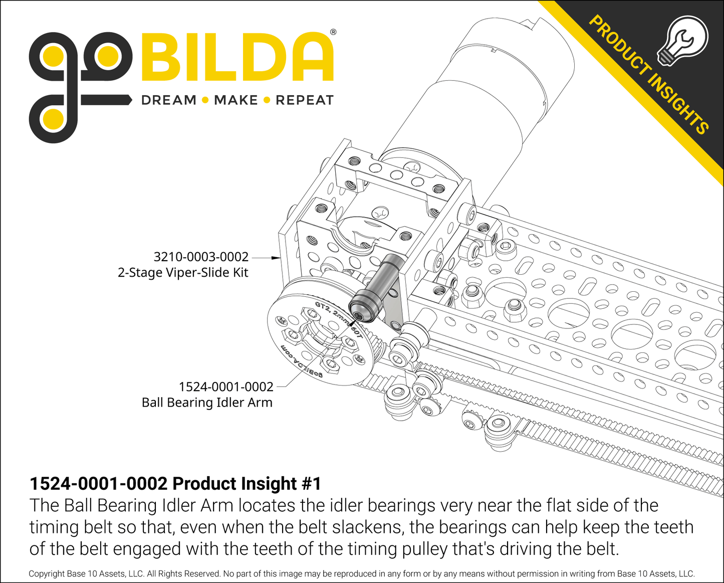 Ball-Bearing Idler Arm (for 2mm Pitch GT2, 6mm Width Belt)