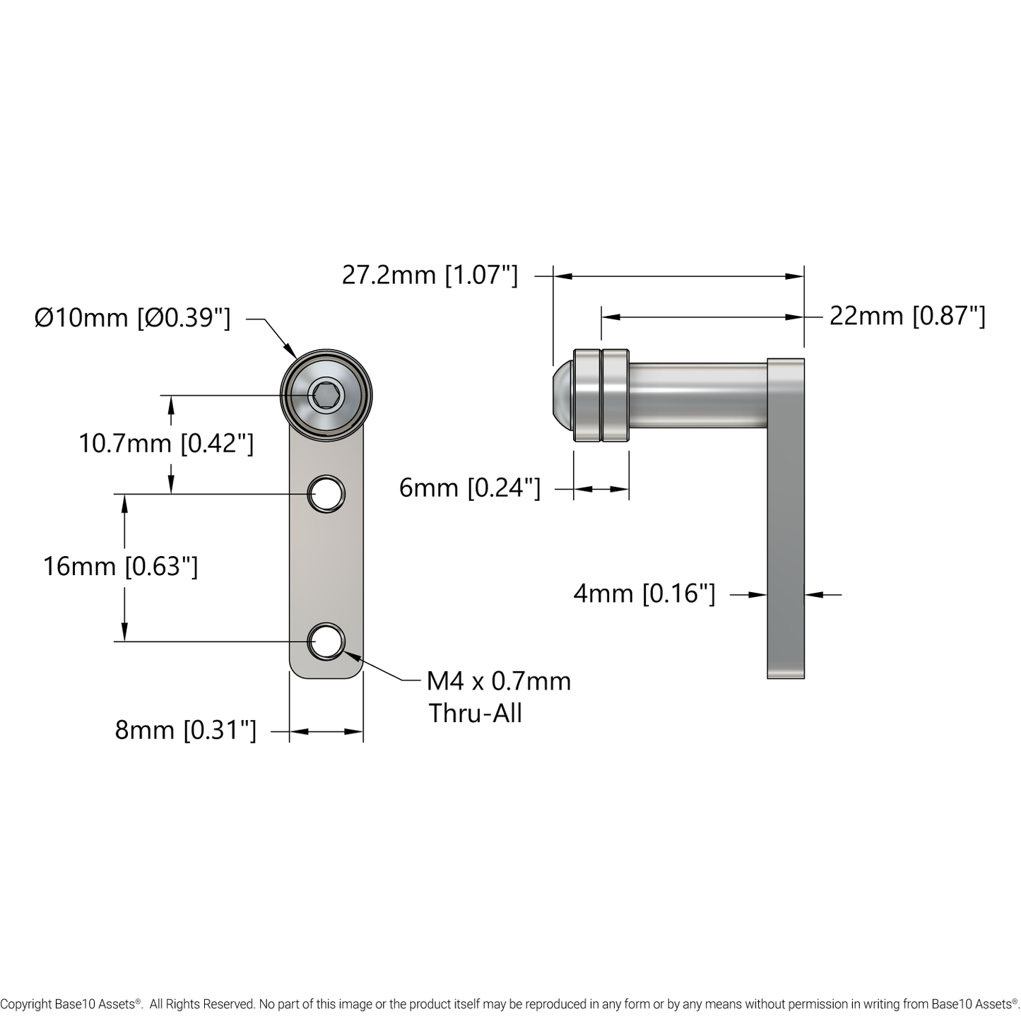 Ball-Bearing Idler Arm (for 2mm Pitch GT2, 6mm Width Belt)