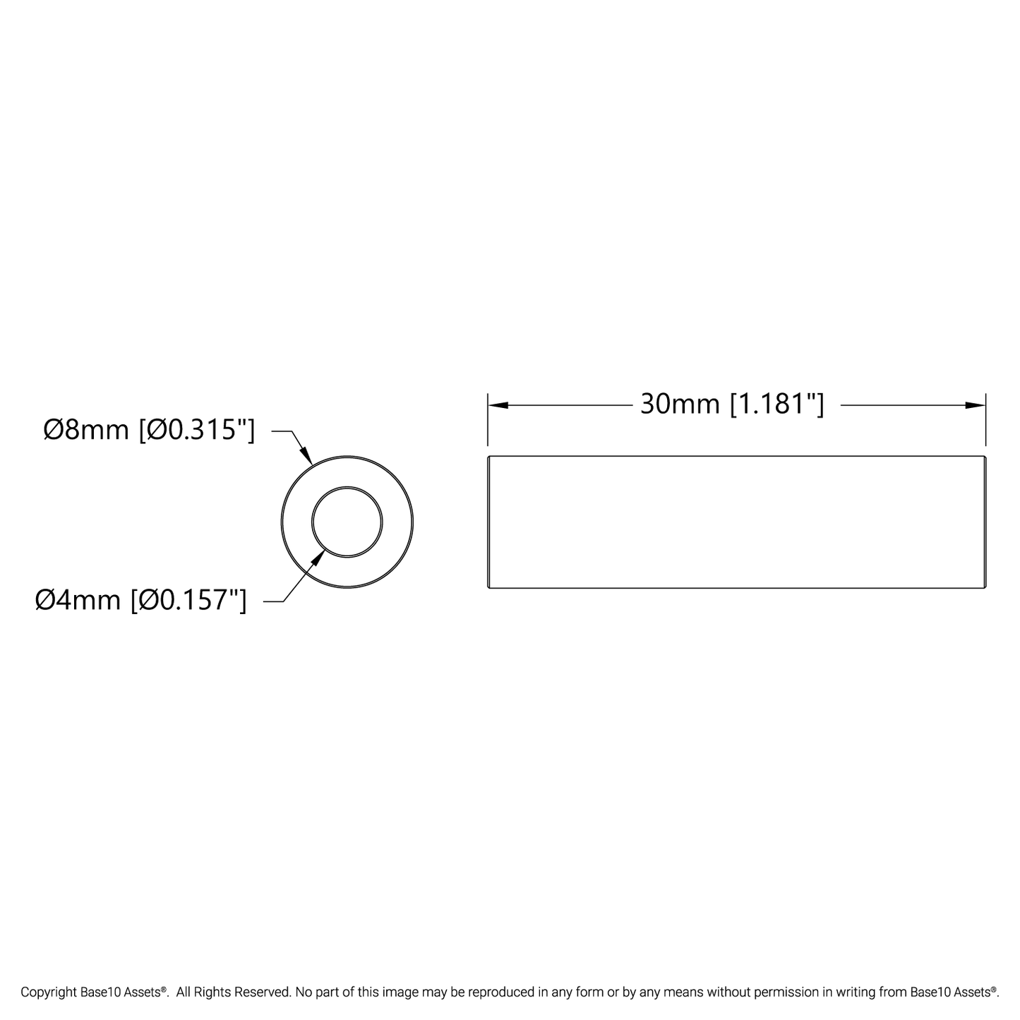 4mm ID Aluminum Spacer (8mm OD) - 4 Pack