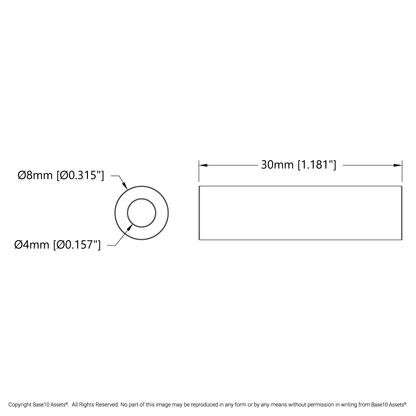 4mm ID Aluminum Spacer (8mm OD) - 4 Pack