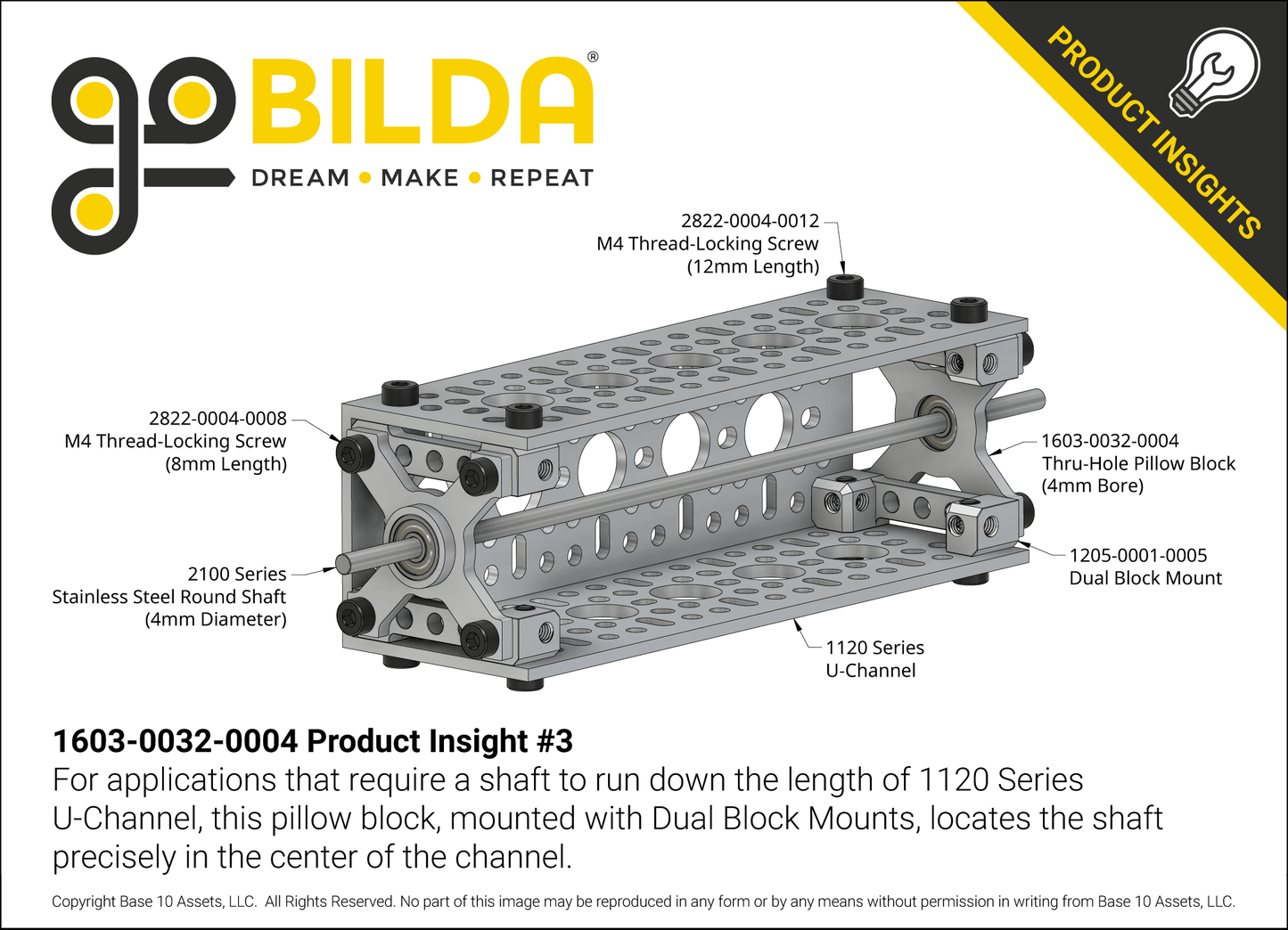 4mm Bore Face Thru-Hole Pillow Block (32mm x 32mm Mounting Pattern)