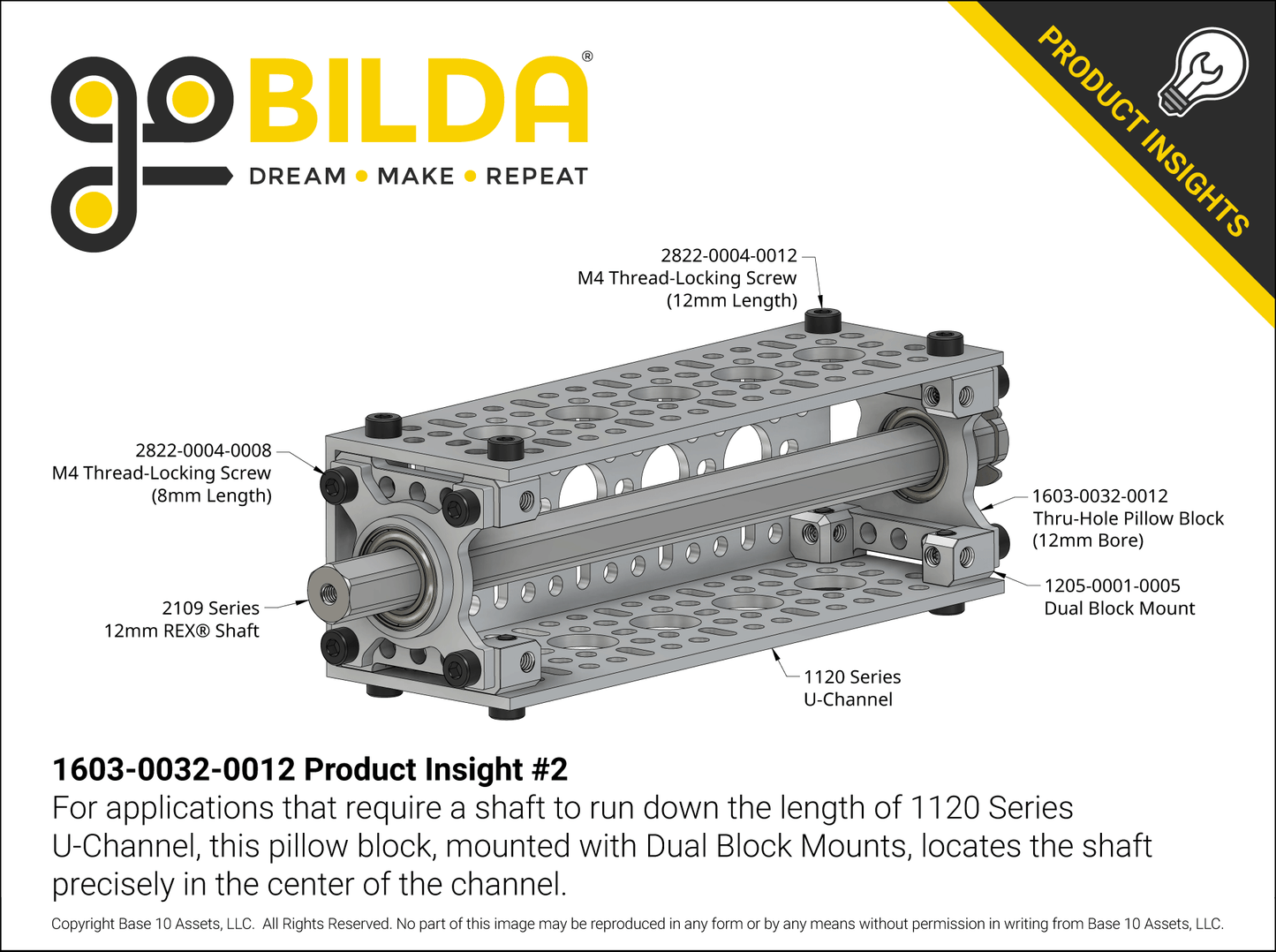 1603 Series Face Thru-Hole Pillow Block (12mm Bore)